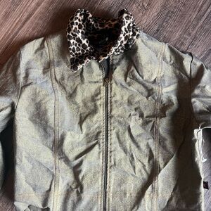 Hot Kiss HotKiss Army Green Leopard Jacket Small Bomber